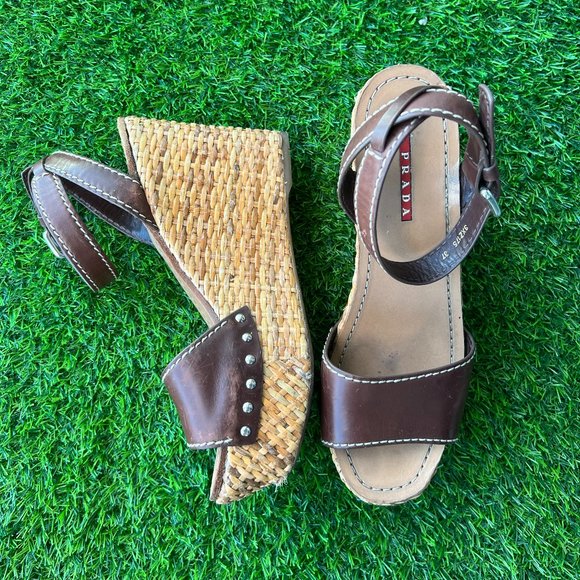 Prada Leather Wedges 6.5 - Picture 4 of 9